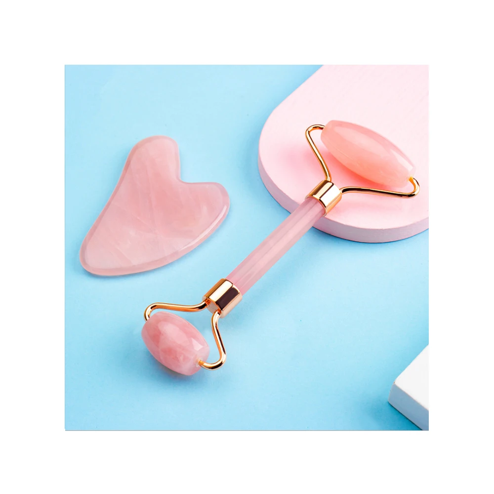 Wholesale high quality low price rose quartz custom logo pink jade roller gua sha