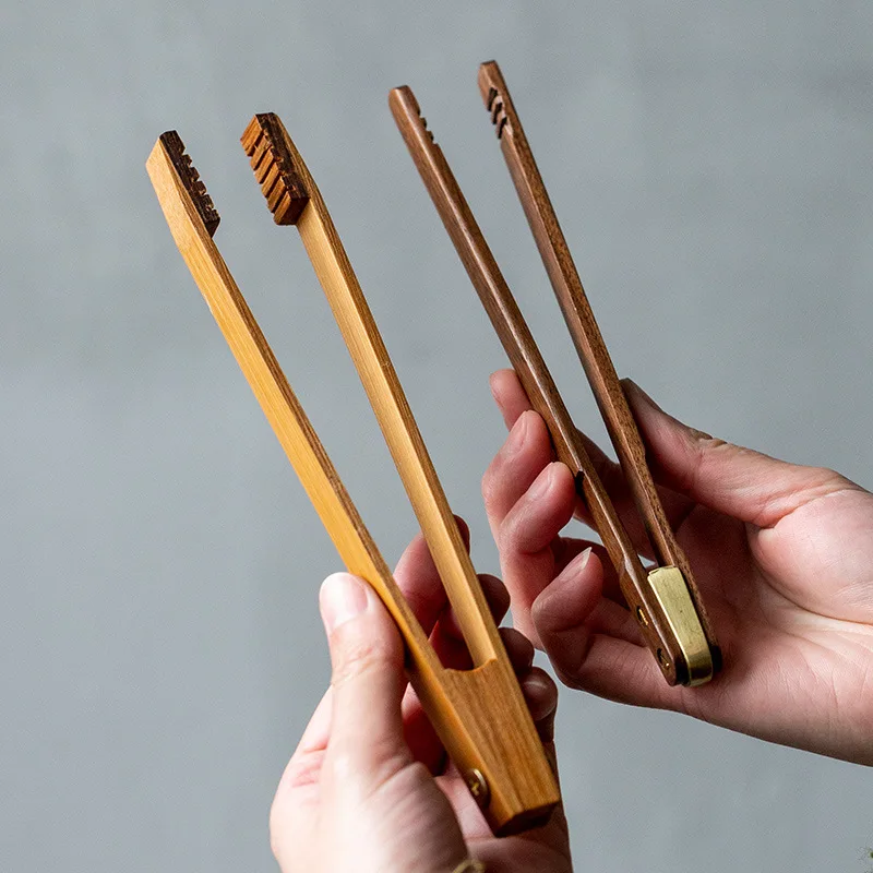 Wholesale Tea Accessories Small Bamboo Clip Clamp Wooden Food Tweezer Bamboo Tongs