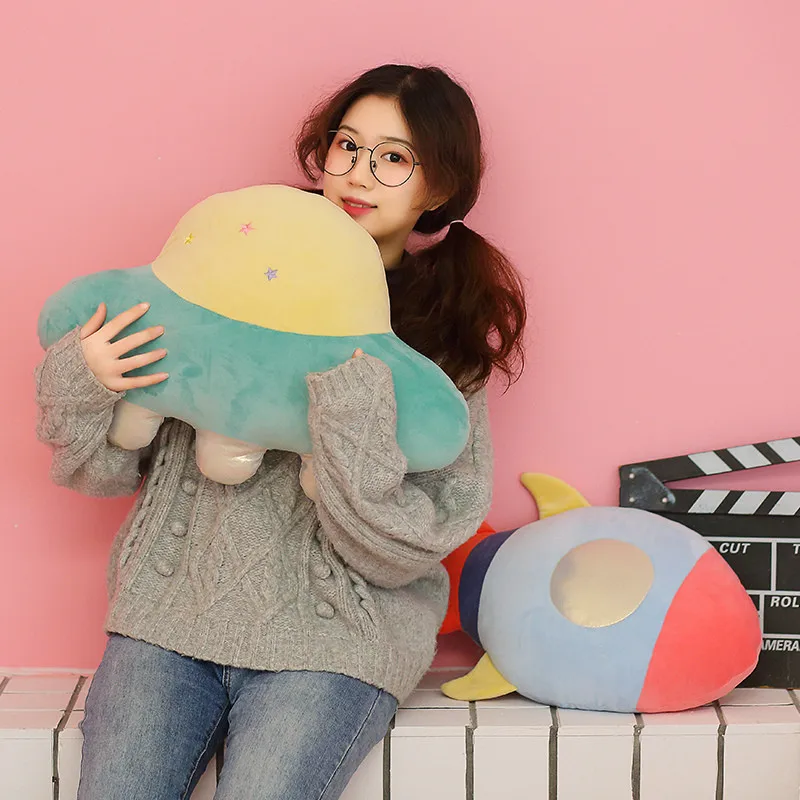 
Creative pillow rocket star earth airship plush toys baby home plush pillow children room window decoration 