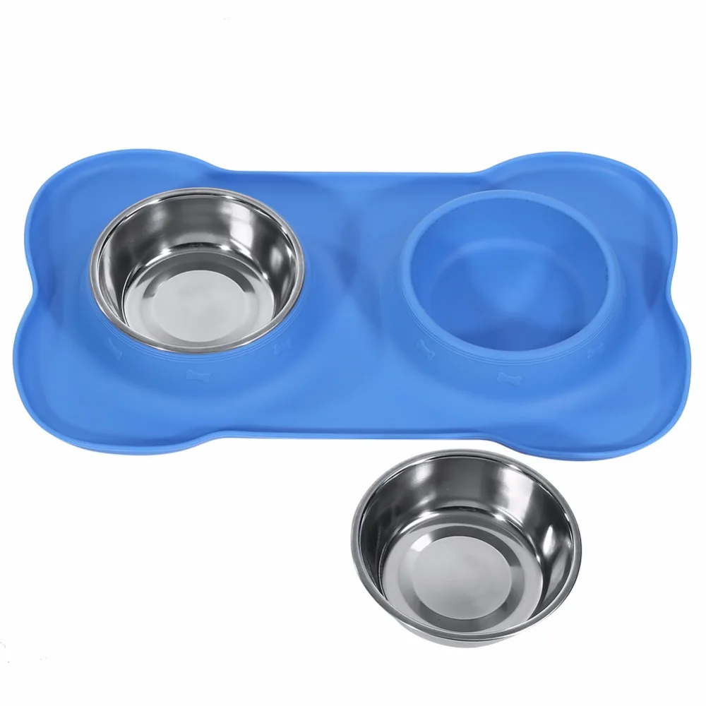 
Pet Dog Bowls 2 Stainless Steel Dog Bowl with No Spill Non-Skid Silicone Mat Dog Bowls 
