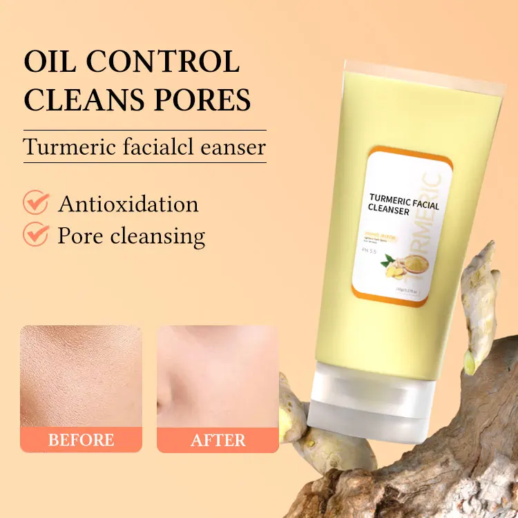 OEM Private Label Improves The Complexion Acne Oil-control Moisturizing Turmeric Gel Facial Cleanser facial foam cleanser