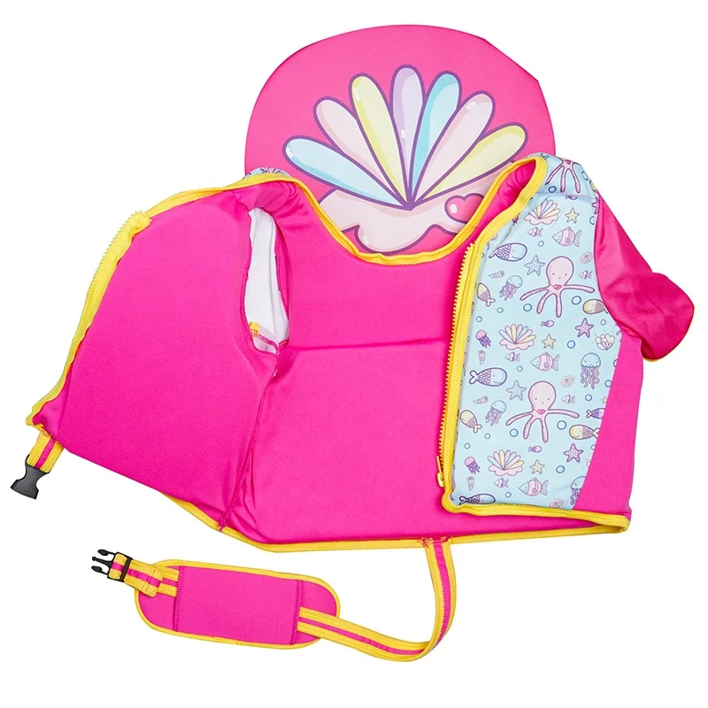 Popular pink neoprene lifejacket swim trainer for kids children floating life vest for swimming