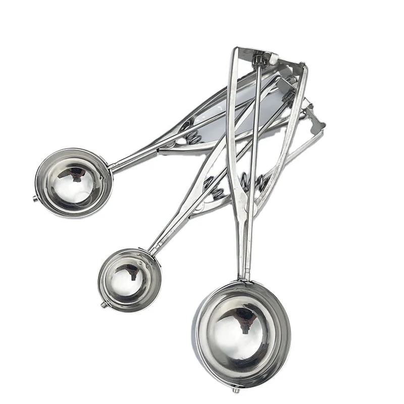 1.35 Tbsp/2.5Tbsp/5.4Tbsp Ice Cream Scoop Make Ball for Melon Baller Cupcake Baking Dough Stainless Steel Cookie Scoop