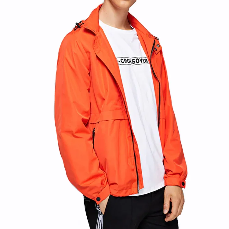 Jacket Hoodie Orange Solid Pattern Accept Custom Spring Regular Thick Plain Dyed Jacket for Mens
