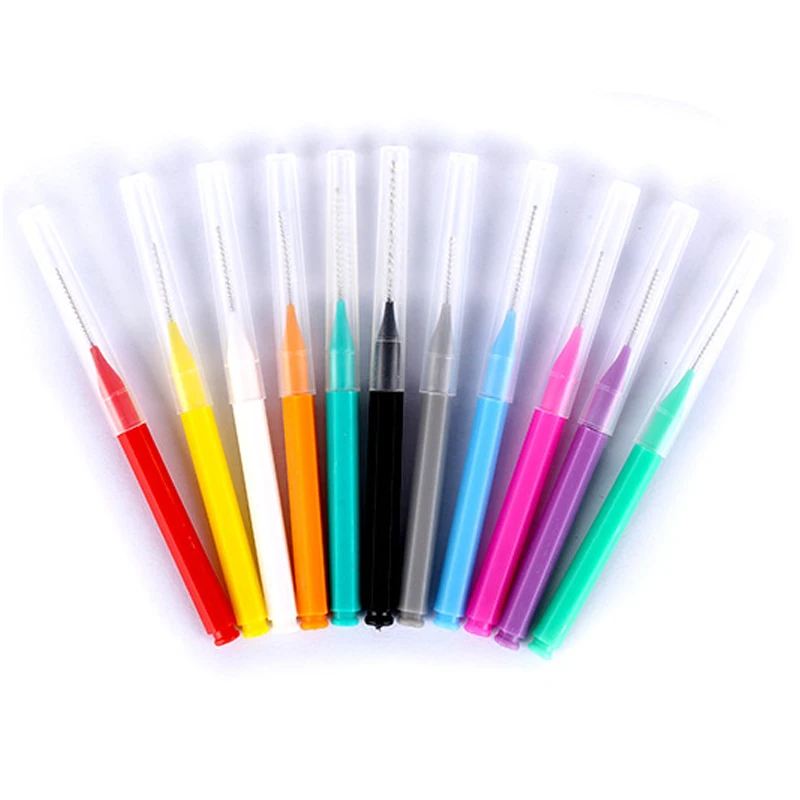 Eco-Friendly 60-Piece Bamboo Interdental Brush Head Biodegradable Silicon Toothpick Box Packaging for Adults