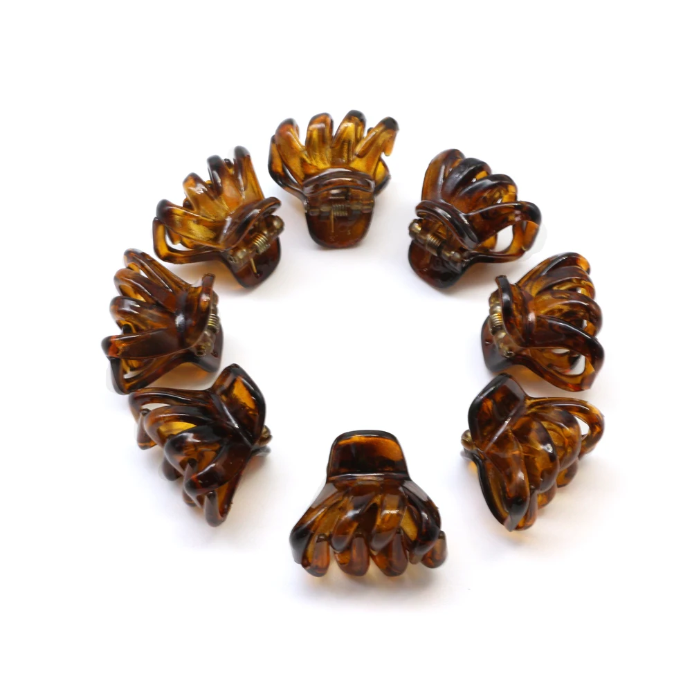 Lirong 12Pcs(Tortoise) Small Mini Hair Claw Clips Plastic 2Cm Hair Accessories With Gift Box For Girls