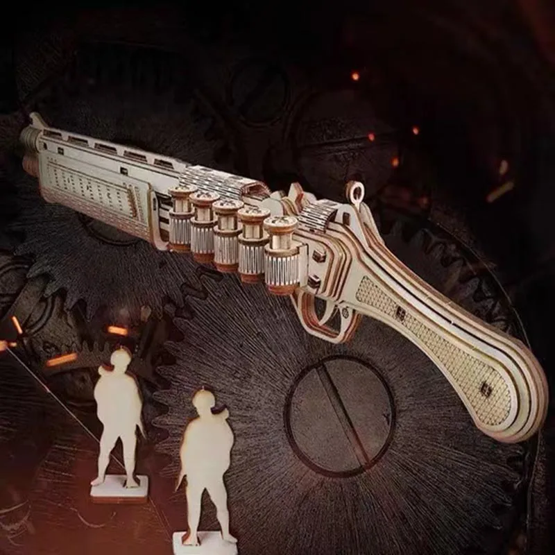 Manufacture 3D Wooden DIY Puzzle Gun Assemble Educational Wooden Jigsaw Puzzles toy machine guns for Boys