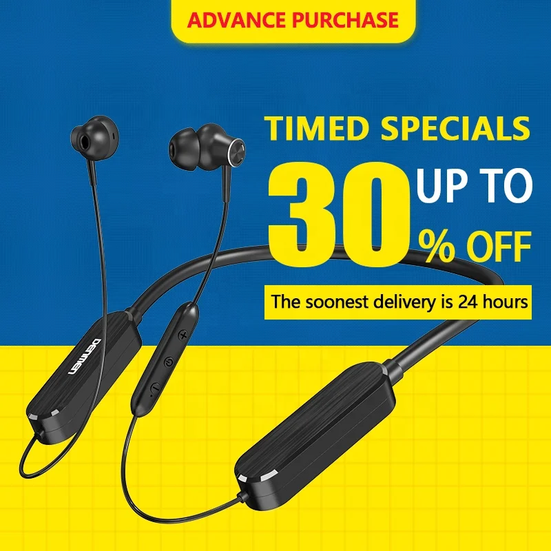 DENMEN New FCC CE music sport Noise Cancelling Wireless Neck Band Earphones Headsets Wholesale cheap
