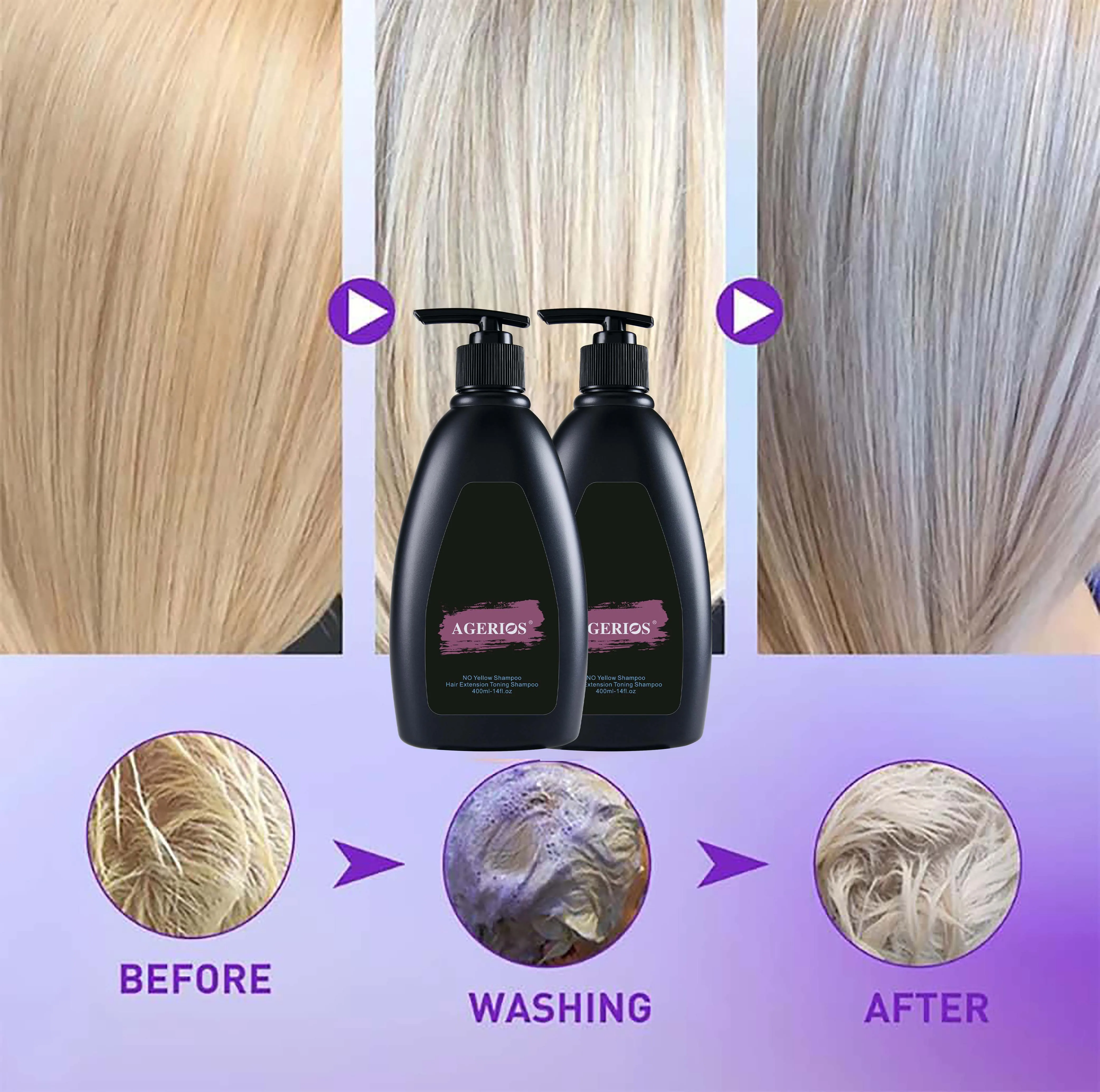 Blonde Shampoo Brassy Control Purple Blue Toners Silver Shampoo for blonde grey white hair