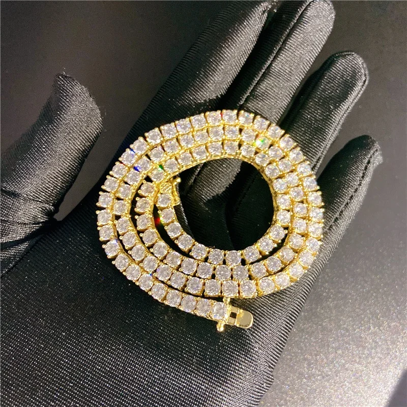 Индивидуальные личные роскошные Твердые 14k золотые ювелирные изделия VVS белый цвет свободные Moissanite алмазные теннисные цепи для