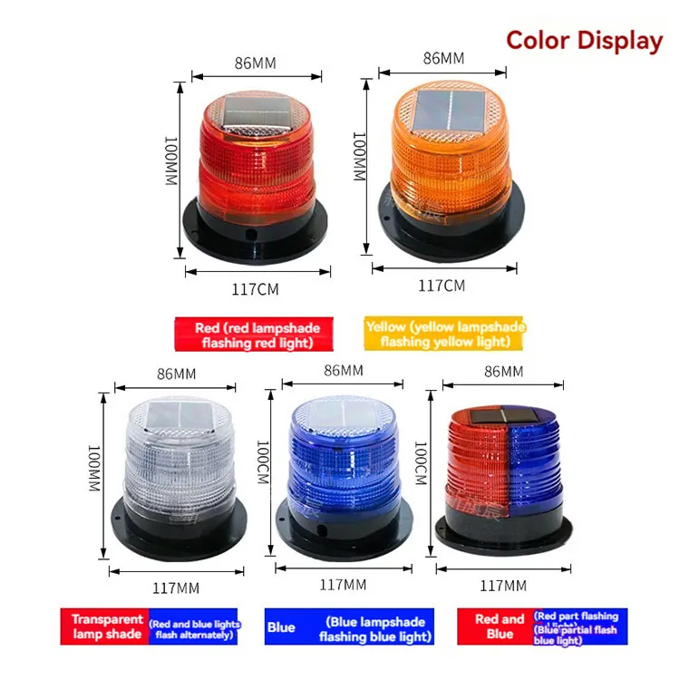 IP65 Waterproof and Durable Solar Flashing Light Long-Lasting Night Visibility Enhancement for Traffic Cone Warning Light