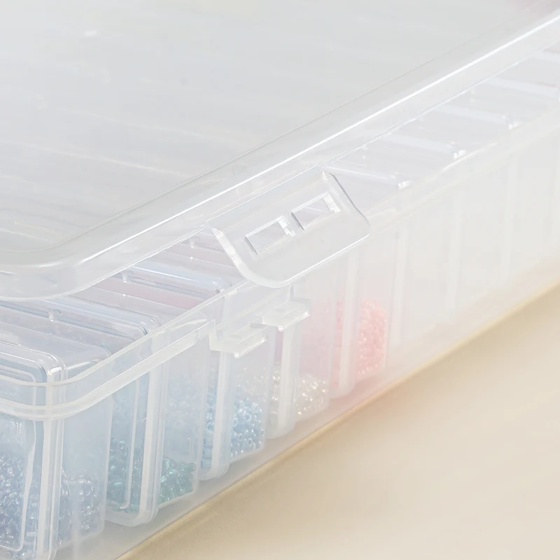 24pcs Set Transparent Portable Storage Box Multifunctional Handicraft Organizer Hair Accessories DIY Rice Beads Storage Box
