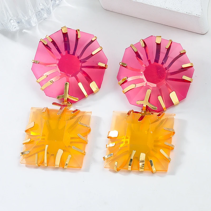 2024 модные ювелирные изделия дизайнерские серьги-цепочки круглые квадратные женские богемные серьги с кристаллами свадебные