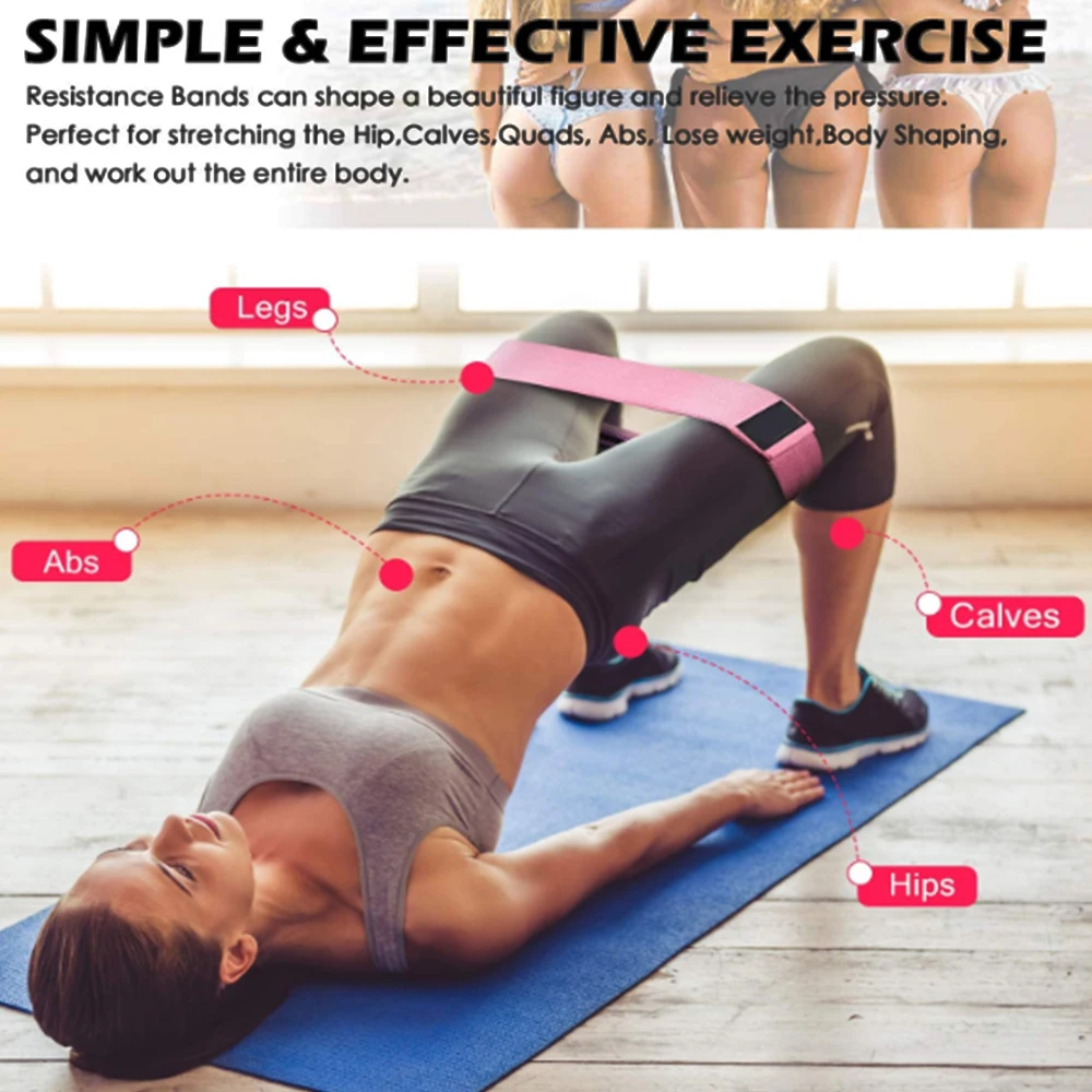 Factory Wholesale Non Slip Exercise Fabric Hip Bands, Wide Elastic Workout fitness resistance Bands.