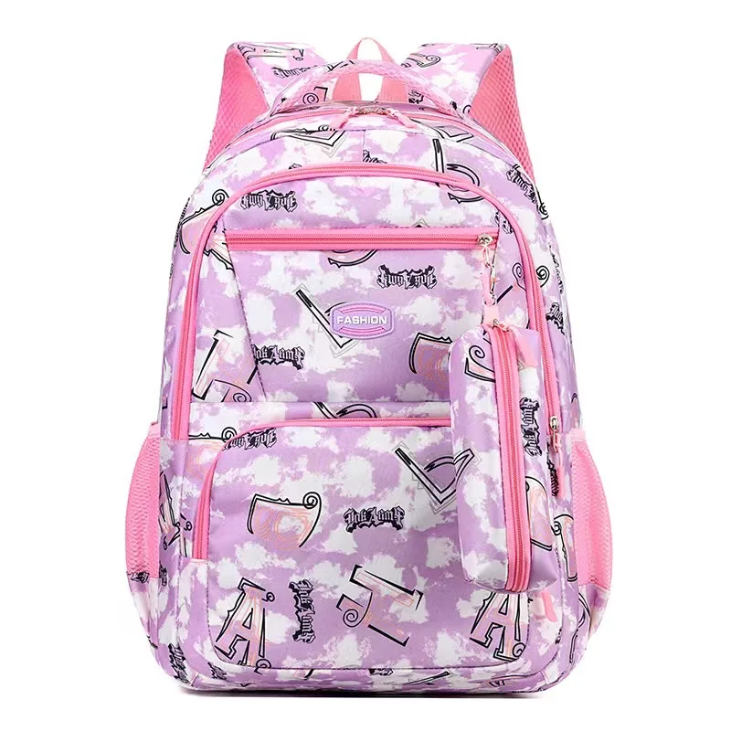 Primary Bow Knot Schoolbag With Rabbit Pendant For Girls Orthopaedics Kids Backpack Kawaii Waterproof School bag