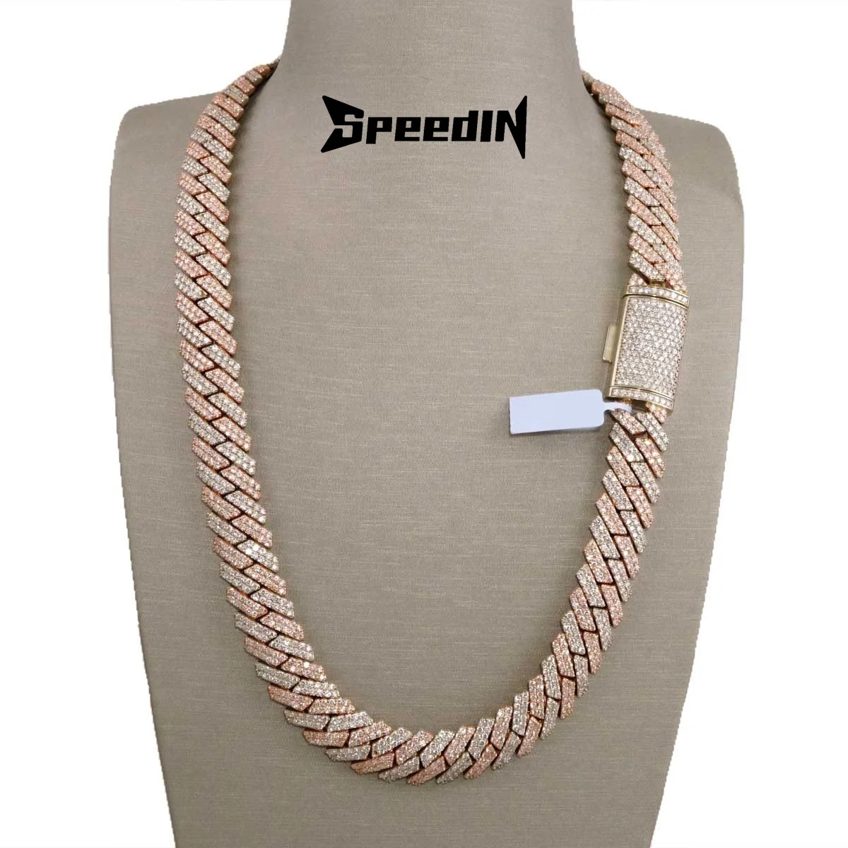 Hip Hop Jewelry 14mm Real 14K Gold Prong Setting VS Lab Grown Natural Diamond Iced Out Cuban Link Chain Necklace and Bracelet