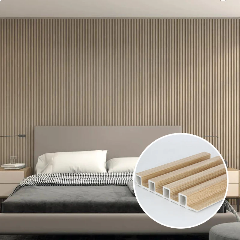 Beautiful Wall Decoration Pared de WPC Wooden Grain Interior PVC WPC wall panels Revestimiento WPC