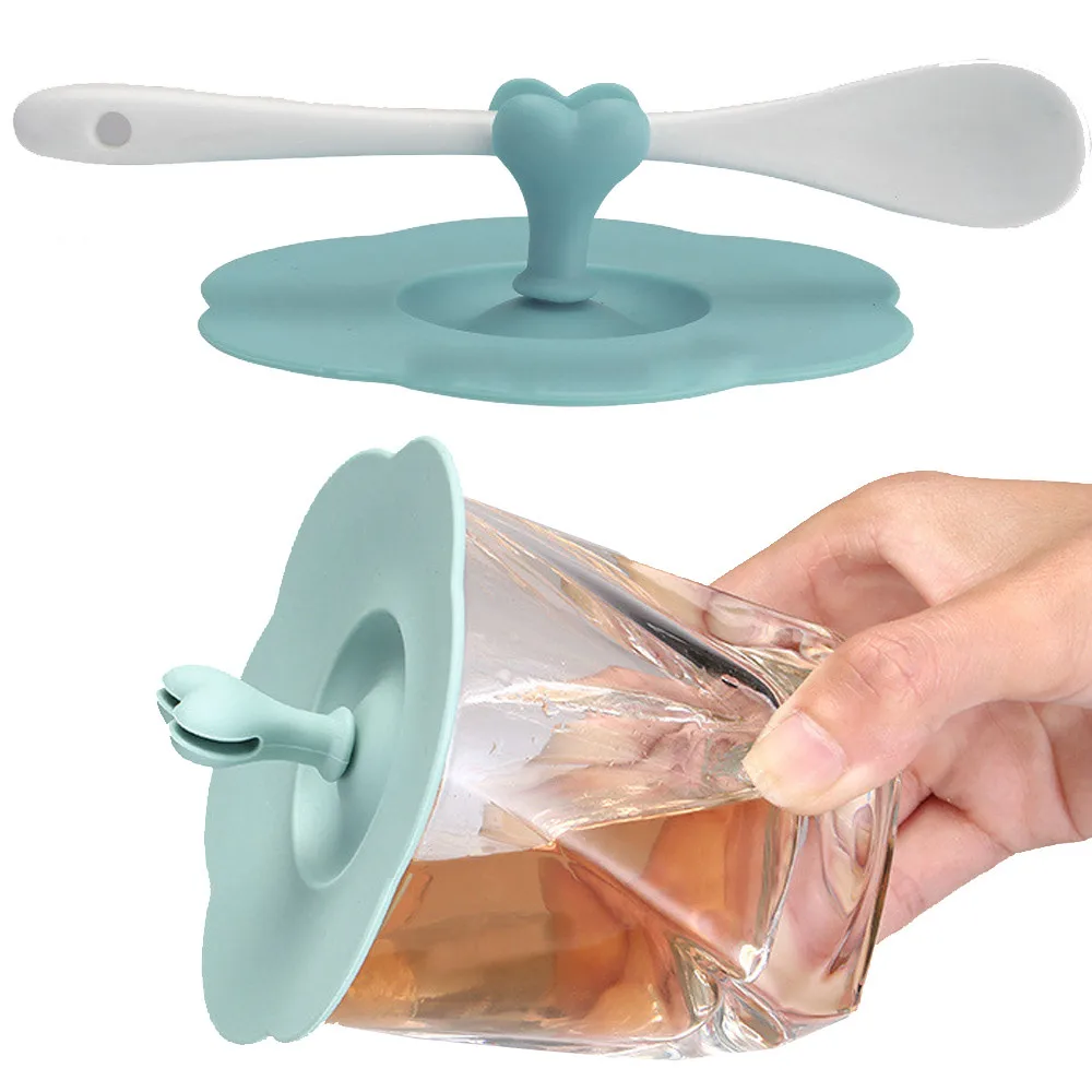 Лидер продаж, силиконовая Герметичная крышка для кофейной кружки в форме сердца, герметичная Герметичная крышка