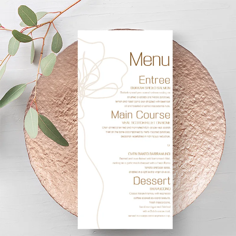 wedding menu card cusrom logo flora printing personalized text