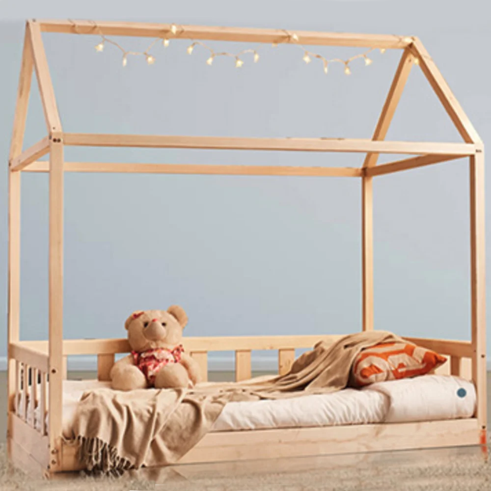 wholesale Nordic style  Wooden frame kids bed for small room