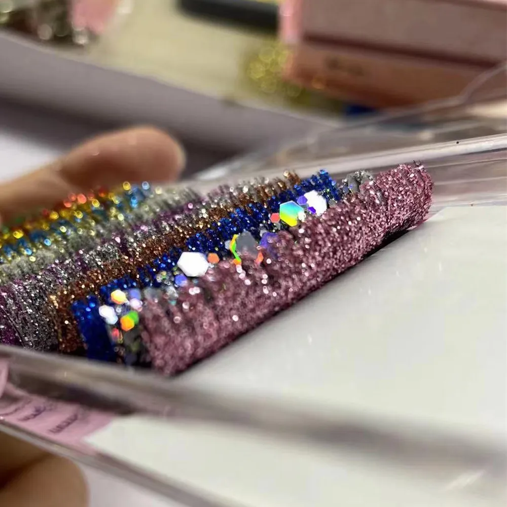 Classic Eyelash Extensions Manufacturer  Natural Glitter Colorful Eyelash Extension Colorful Eyelash Extension the factory