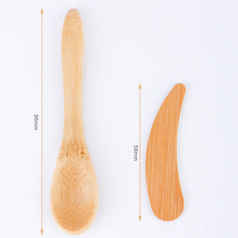 High Quality Custom Logo Natural Durable Bamboo Wood Mask Bowl Spoon Set Cosmetics Tools