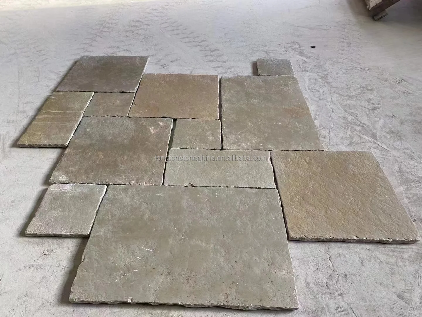 Vintage French Pattern Paving Stone Limestone Villa Garden Patio Tiles Non Slip Honed Outdoor Floor Tiles Limestone Tile