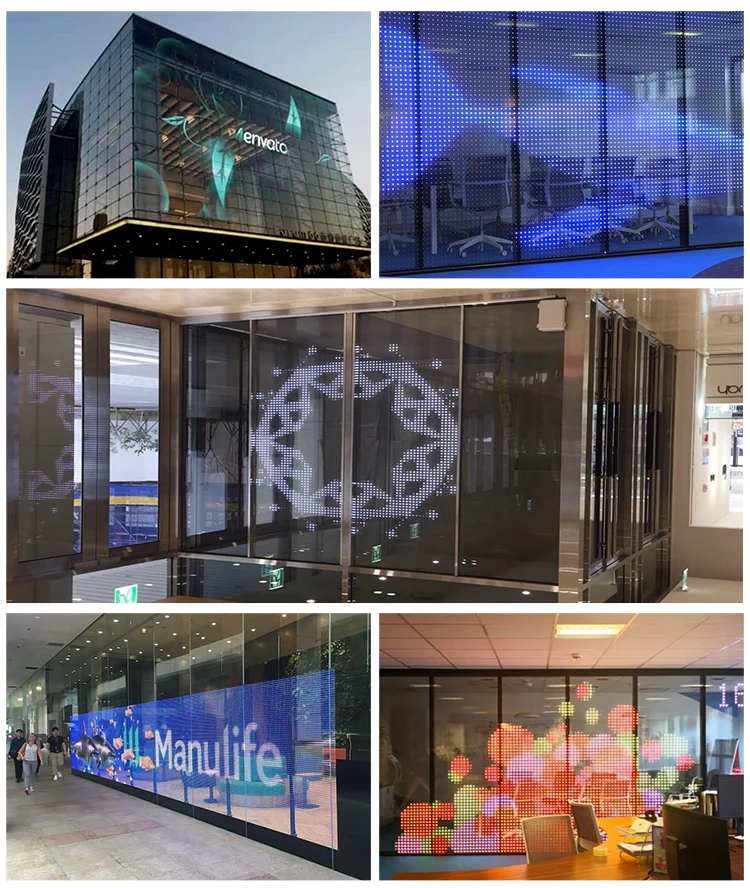 led flexible resolution transparent digital screen panel led film for glass outdoor