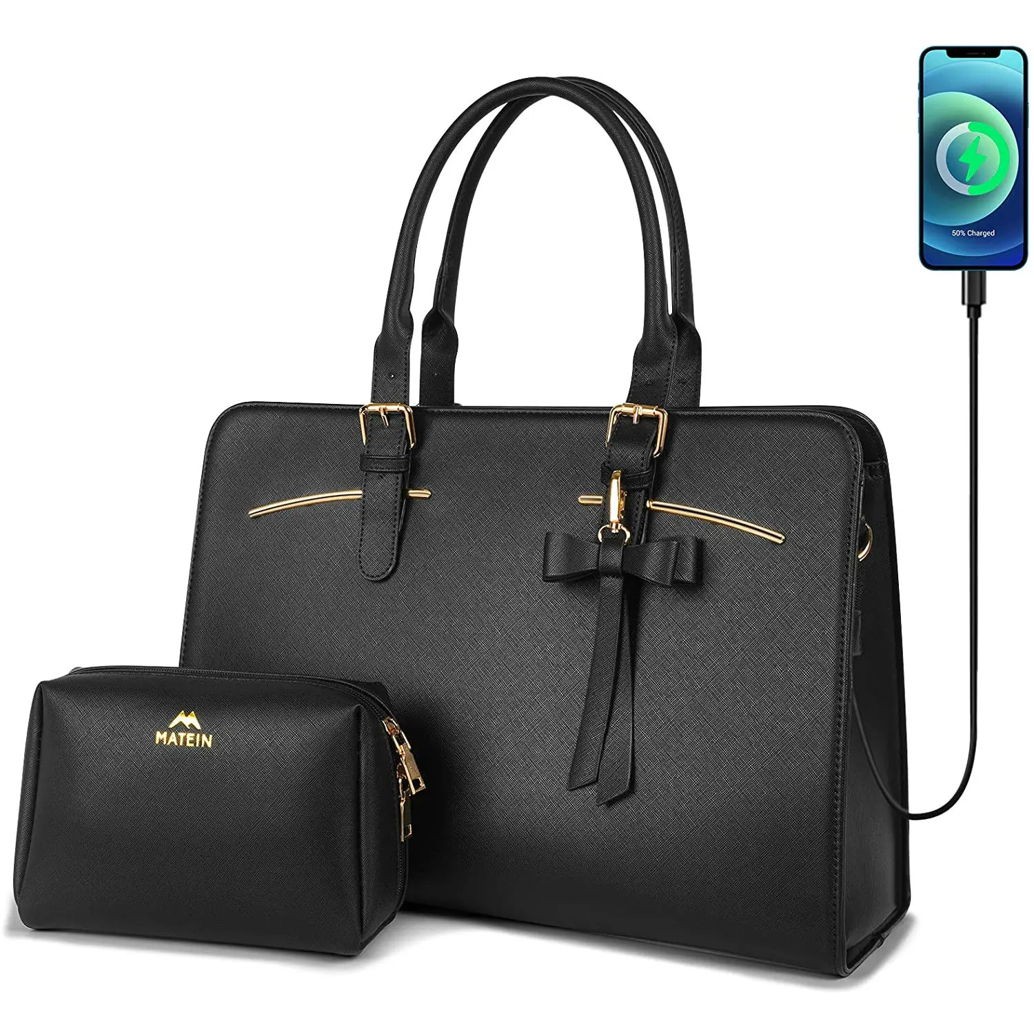 15.6 inch Laptop Handbags Office Hand Bag Ladies Large Shoulder Satchel Bags PU Leather Women Briefcase Laptop Bags with USB (1600447253503)