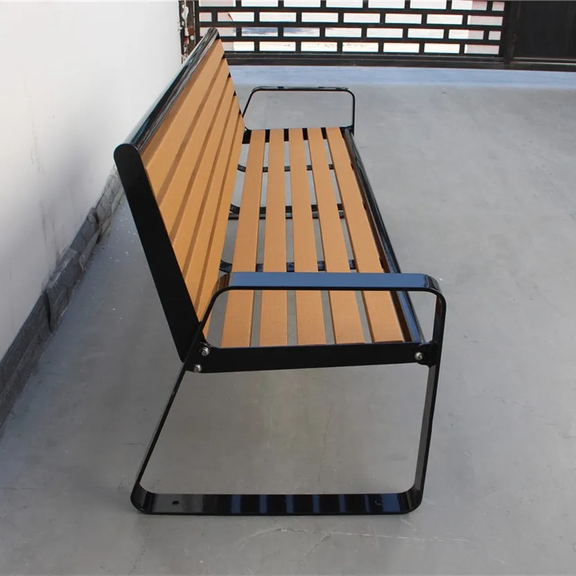 2022 NEW site furniture park furniture galvanized steel and HDPE lumber outside park bench chair outdoor plastic wood bench