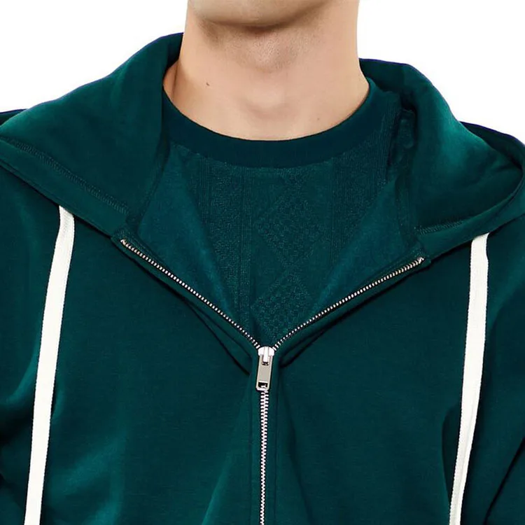 Custom puff print logo 100% Cotton Oversize Men full zip up Side Pockets Luxury Hoodie Street wear fashion 370gsm Blank hoodie