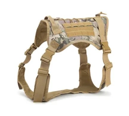Pet Collar Leash Camouflage Tactical Nylon Large Dog Adjustable Dog Vest Collar Customizable Leash Army Training Pet Clothing