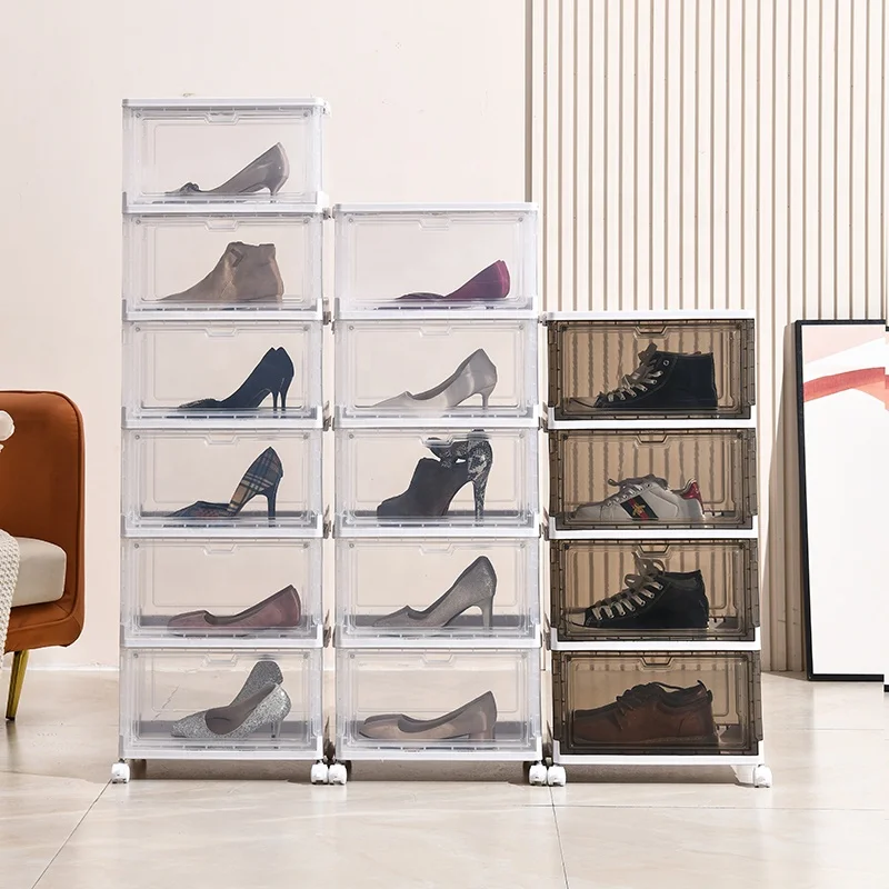 Kworld Factory Price Sneaker Storage Free Installation Clear Plastic Durable Foldable Shoe Organizer for Home Use