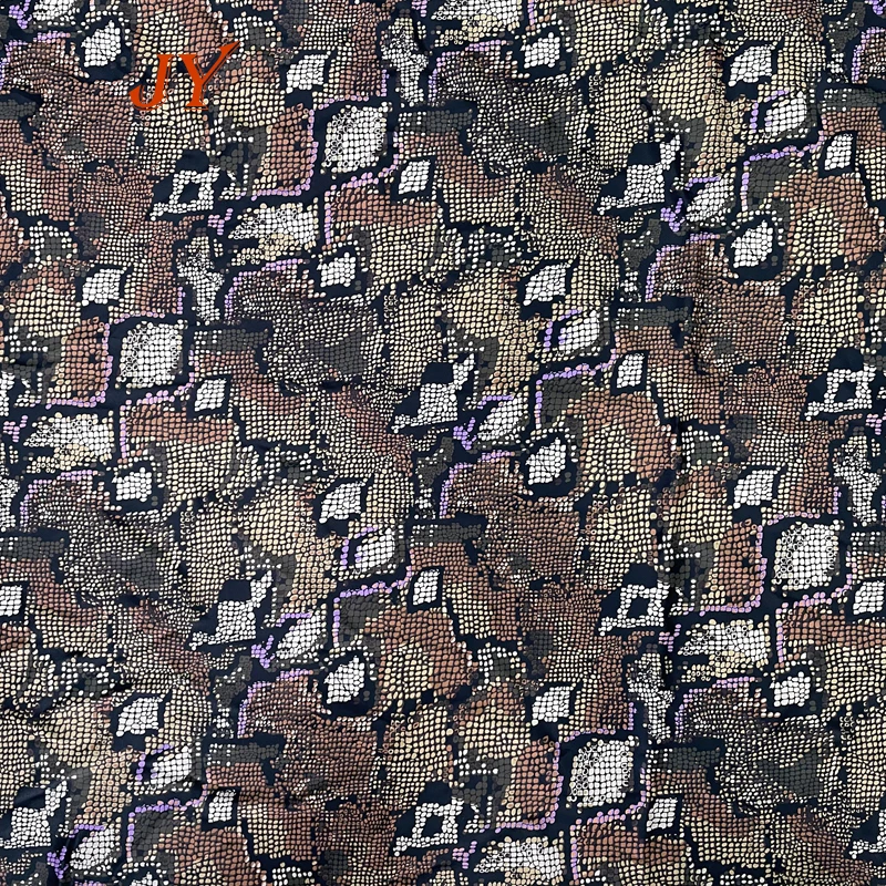 WF082  Wholesale custom digital print cheap  snakeskin Print Silk Chiffon Fabric SMALL MOQ