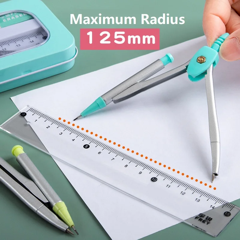 Hot Selling Metal Compasses Set Geometric Precision Math Drawing Tools for Primary and Middle School Students