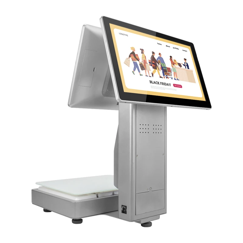 Retail POS Weighing Scale All In One Touch AI Cash Register Weighing Scale With 58mm Printer Receipt Barcode print