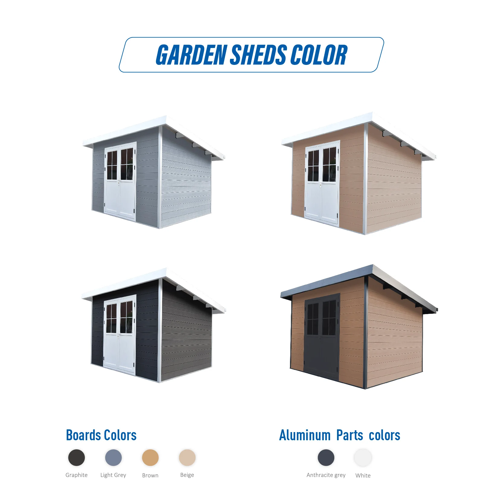D Series New Fashion Design Wood Plastic Composite Shed House Outdoor Yard and Garden Plastic Tool Room