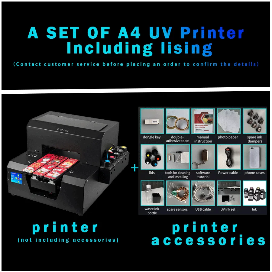 Domsem Hot A4 UV Printer Photo Printers Inkjet Printing Machine