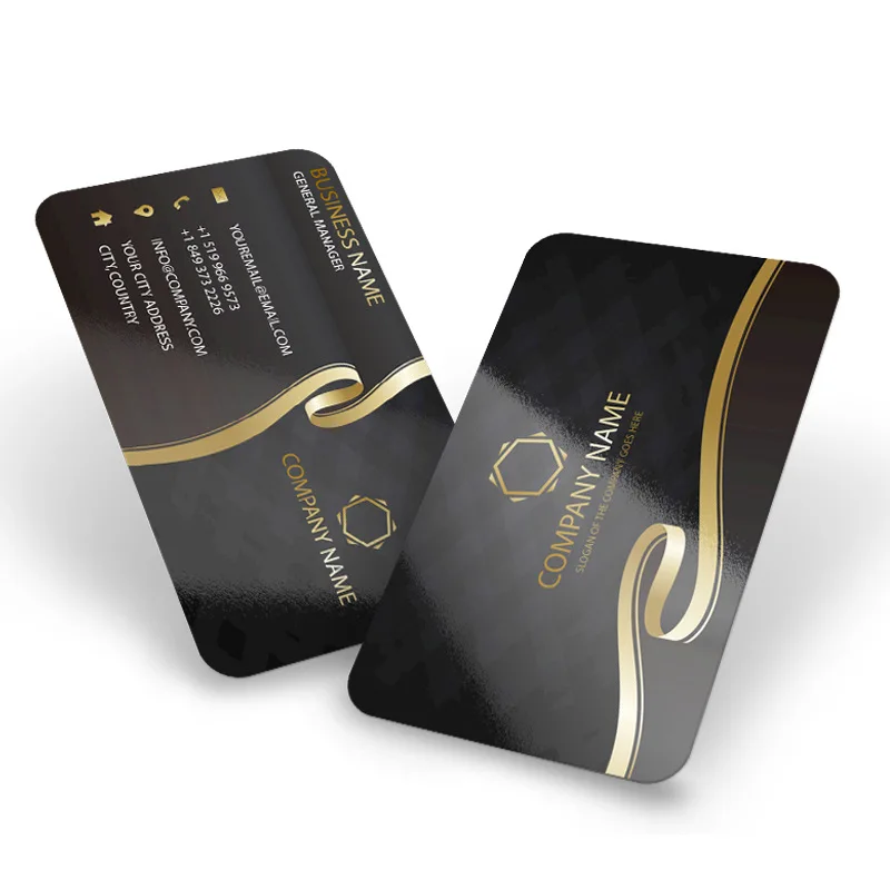 Luxury OEM 86*54mm Personalized Black PVC Round Corner Die Cut ID Business Name Card with Logo