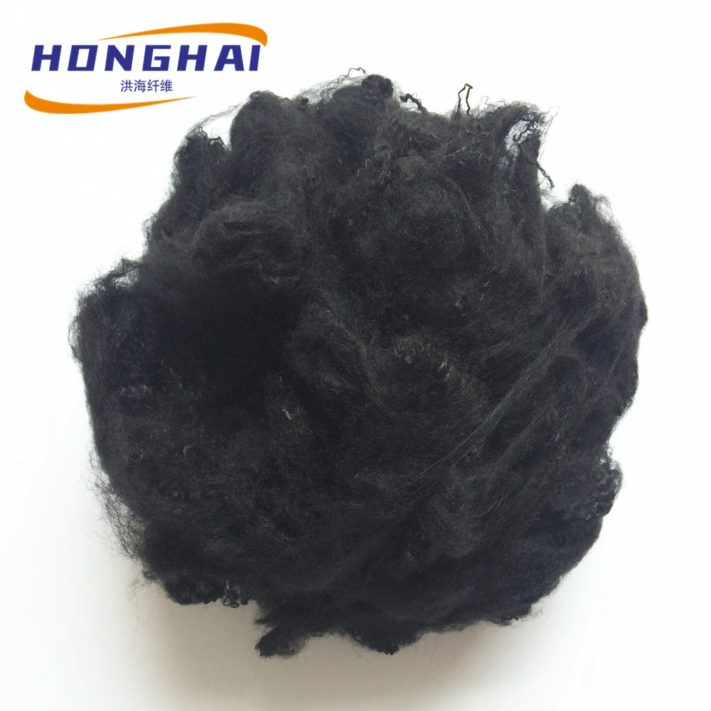 1.4D*38mm regenerated black polyester staple fiber for textile yarn