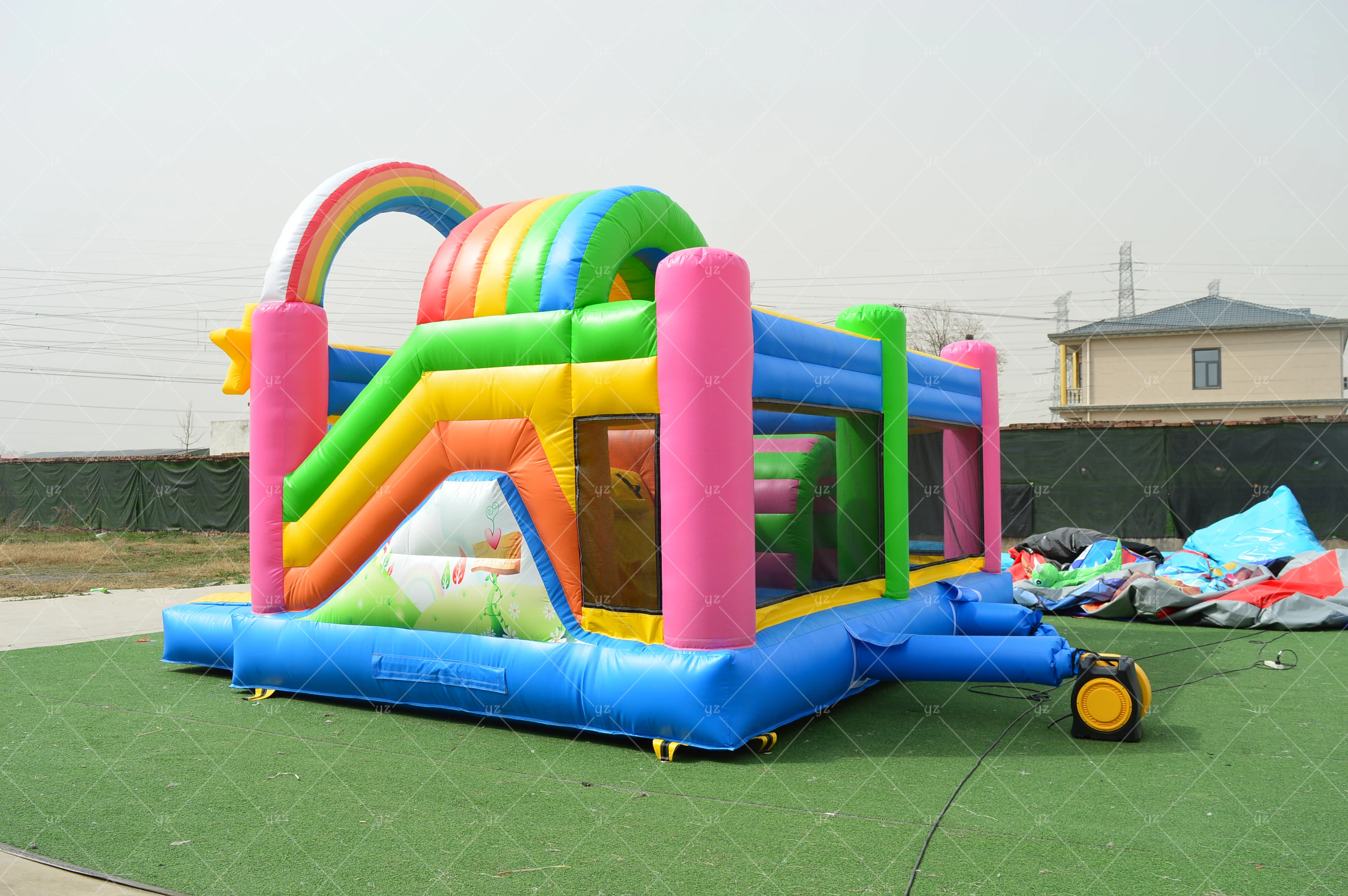 Commercial unicorn inflatable bouncer combo slide inflatable bouncer Arch Unicorn jumping castle bounce house combo with slide