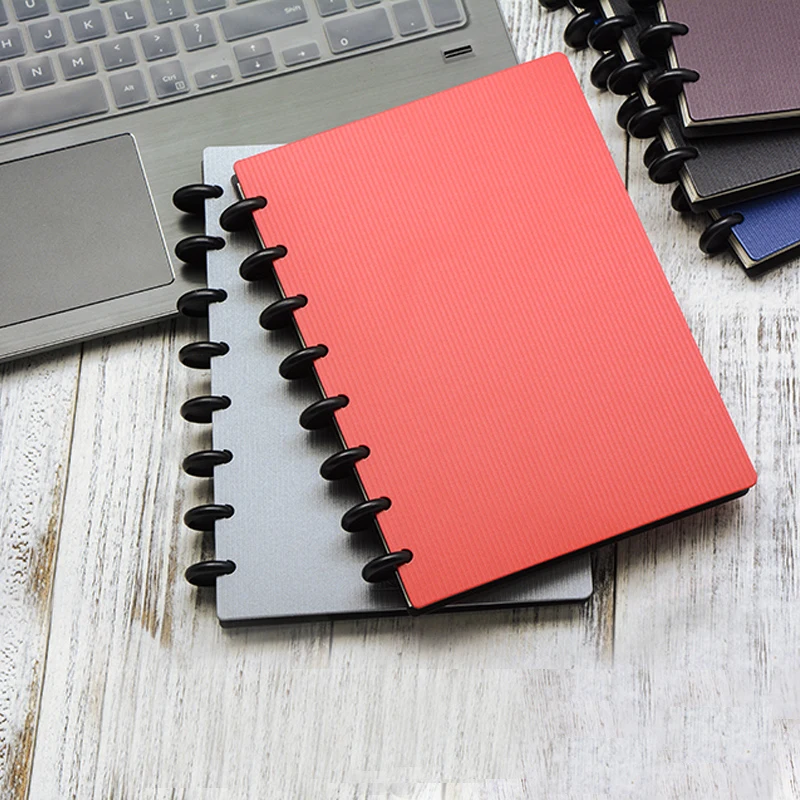 Custom A4 PU Leather Discbound Planner Disc Binding Office School Notebook Agenda