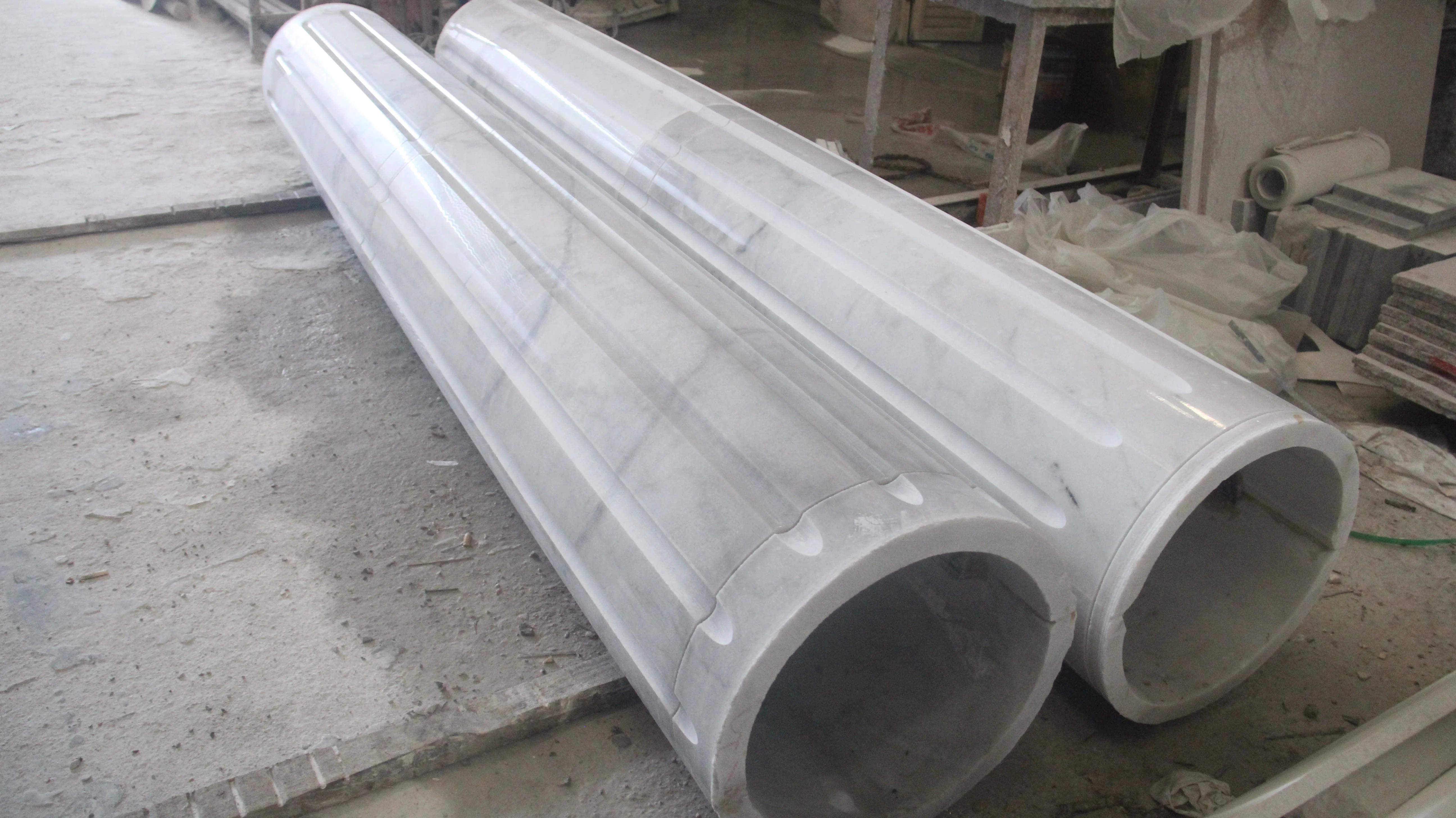 BOTON STONE Natural Stone Outdoor Building Materials Decorative Hollow Round Marble Column Pillars