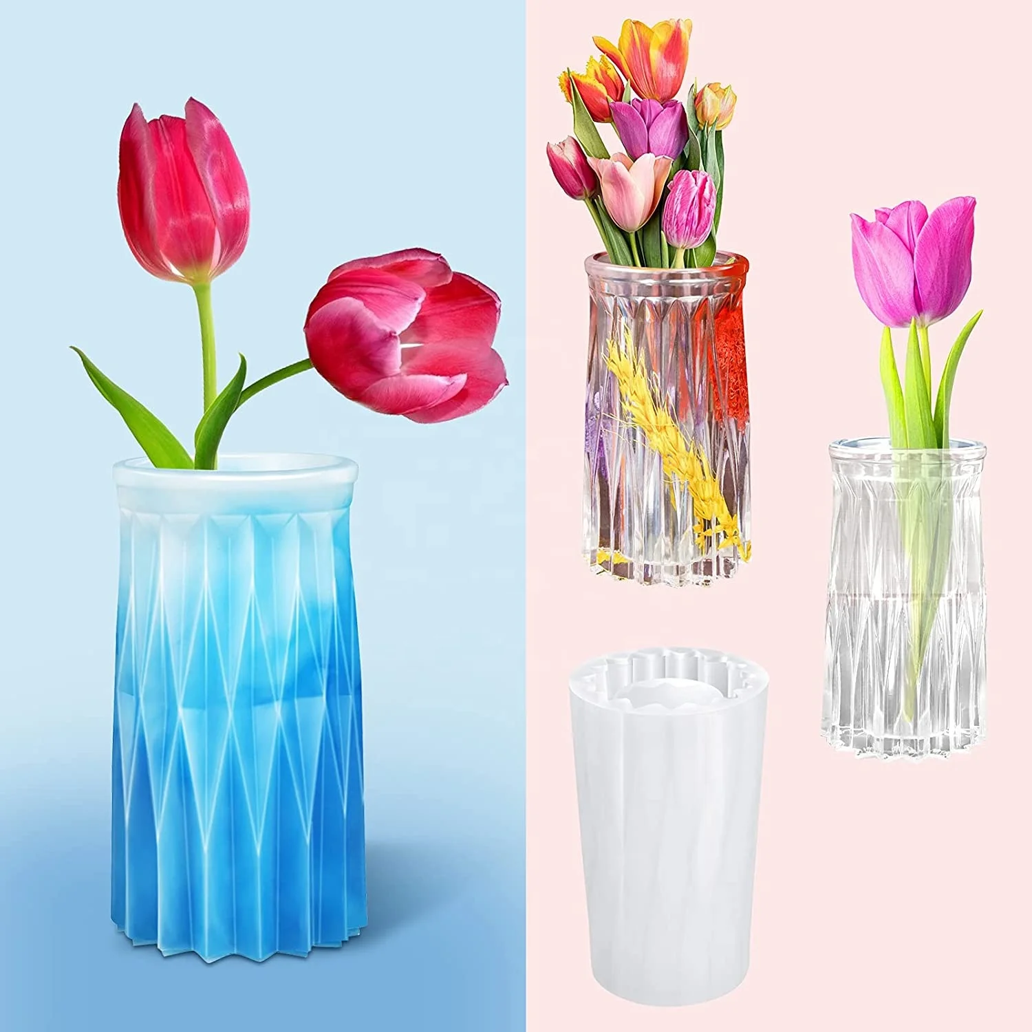 Resin Molds for Small Tall Vase Bud Vase Silicone Molds Kit with Twine Epoxy Casting Flower Vase Molds