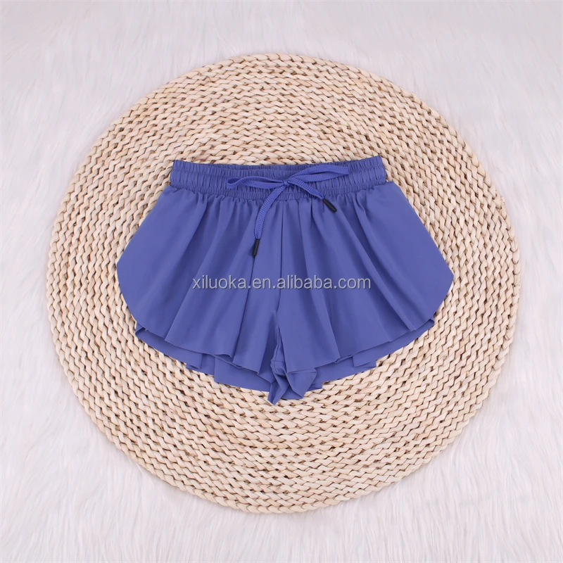 2 in 1 Spandex Gym Shorts Casual Elastic Waist Kids Flowy Shorts Quick Dry Yoga Shorts For Little Girls