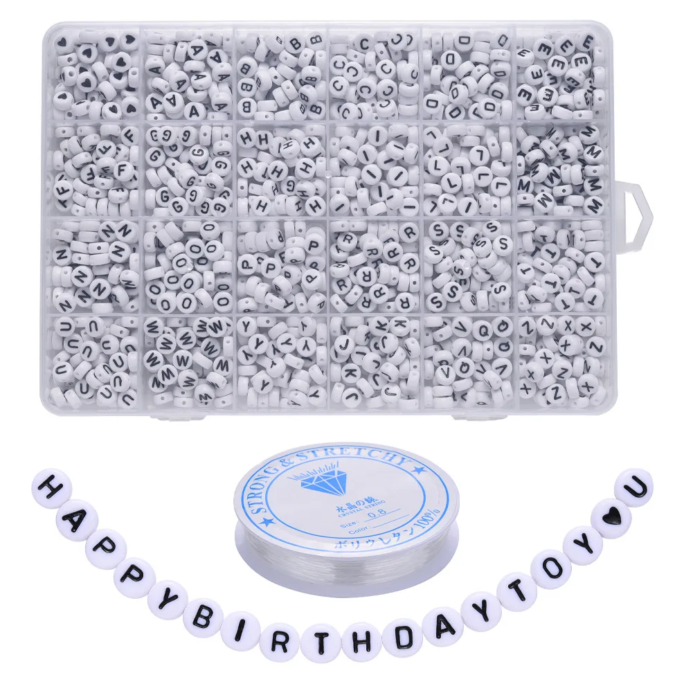 Bracelets Hand Beaded Material Acrylics 26 Alphabet Beads with Stretch Thread DIY Jewelry Accessories