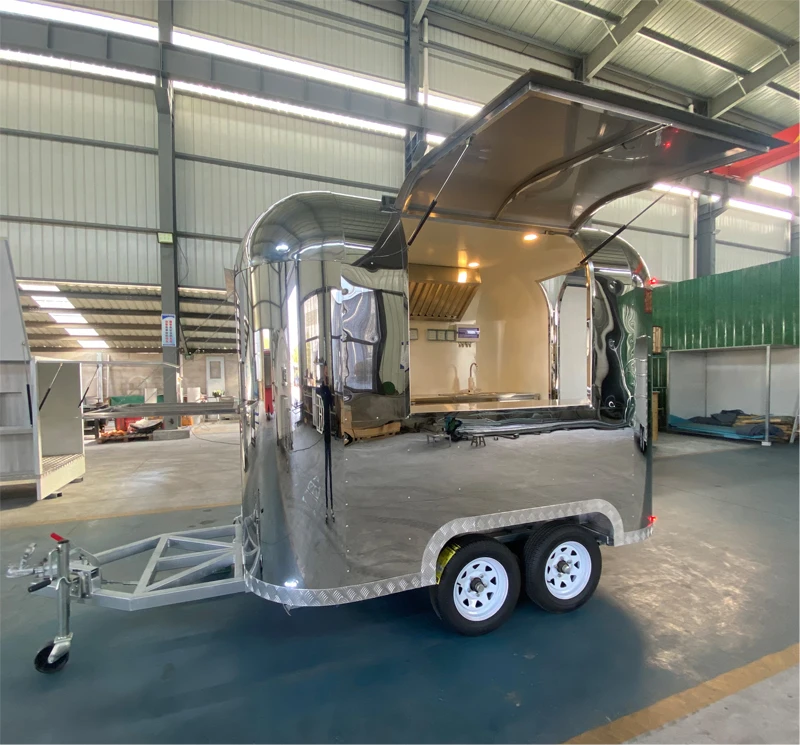 Europe Airstream Camper Trailer Travel Food Caravan Mobile Food Cart Food Truck For Sale