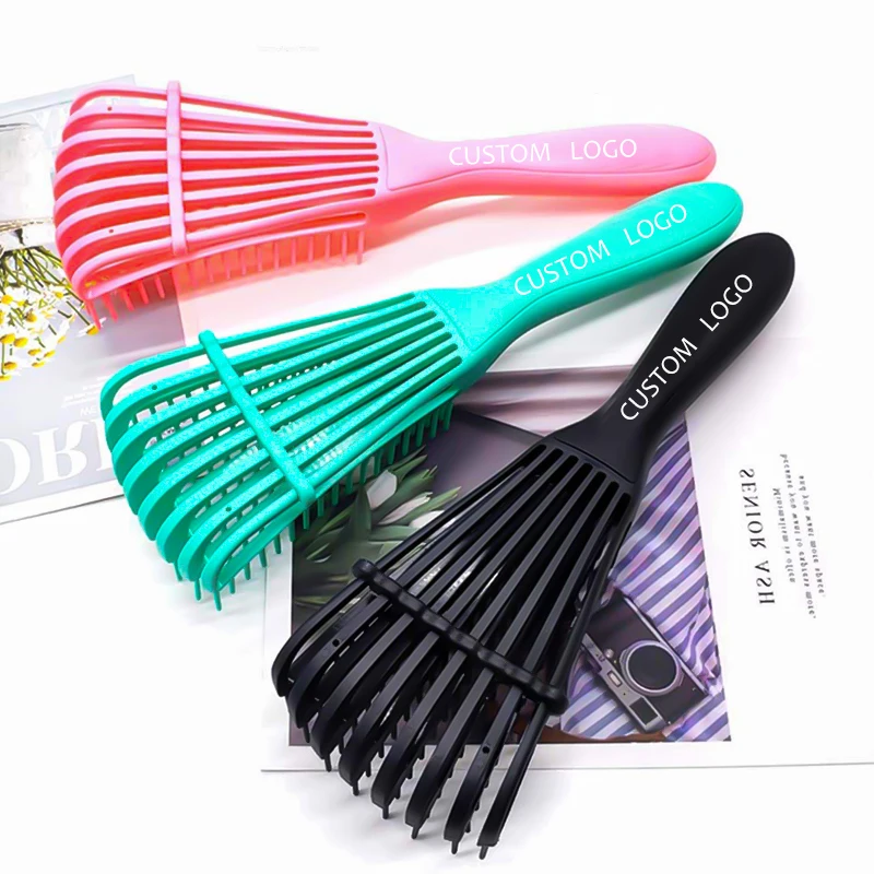 Wholesale Plastic Black Hair Detangler Brush For Woman Curly Hair Custom Logo Vent Detangling Hair Brushes
