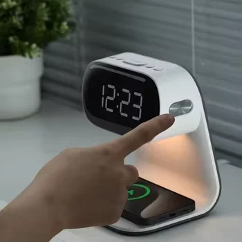 Wireless night light alarm clock with artistic decoration function