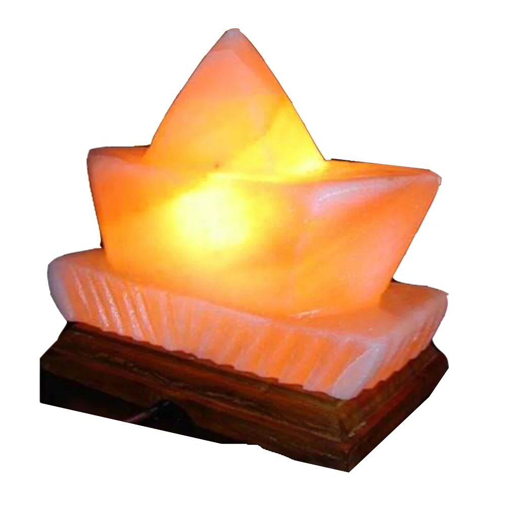 Himalayan Salt Lamp in Boat Shape High Quality Carved Feng Shui Style for Health by Sian Enterprises